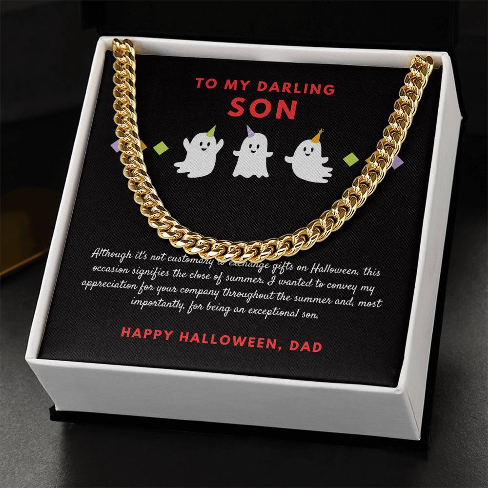 To My Darling Son | Cuban Link Chain | Polished Stainless Steel or Yellow Gold Gift