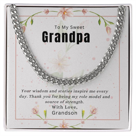 To My Sweet Grandpa |  Cuban Link Chain Jewelry | Stainless Steel and Gold Finish
