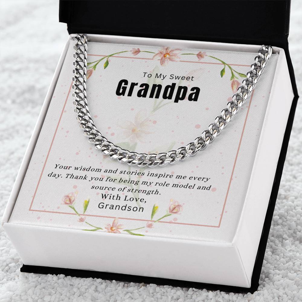 To My Sweet Grandpa |  Cuban Link Chain Jewelry | Stainless Steel and Gold Finish