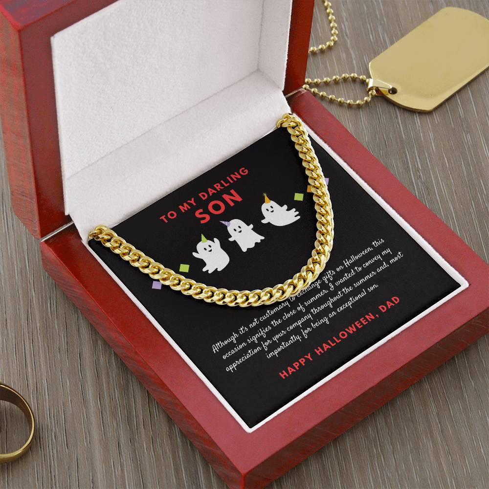 To My Darling Son | Cuban Link Chain | Polished Stainless Steel or Yellow Gold Gift