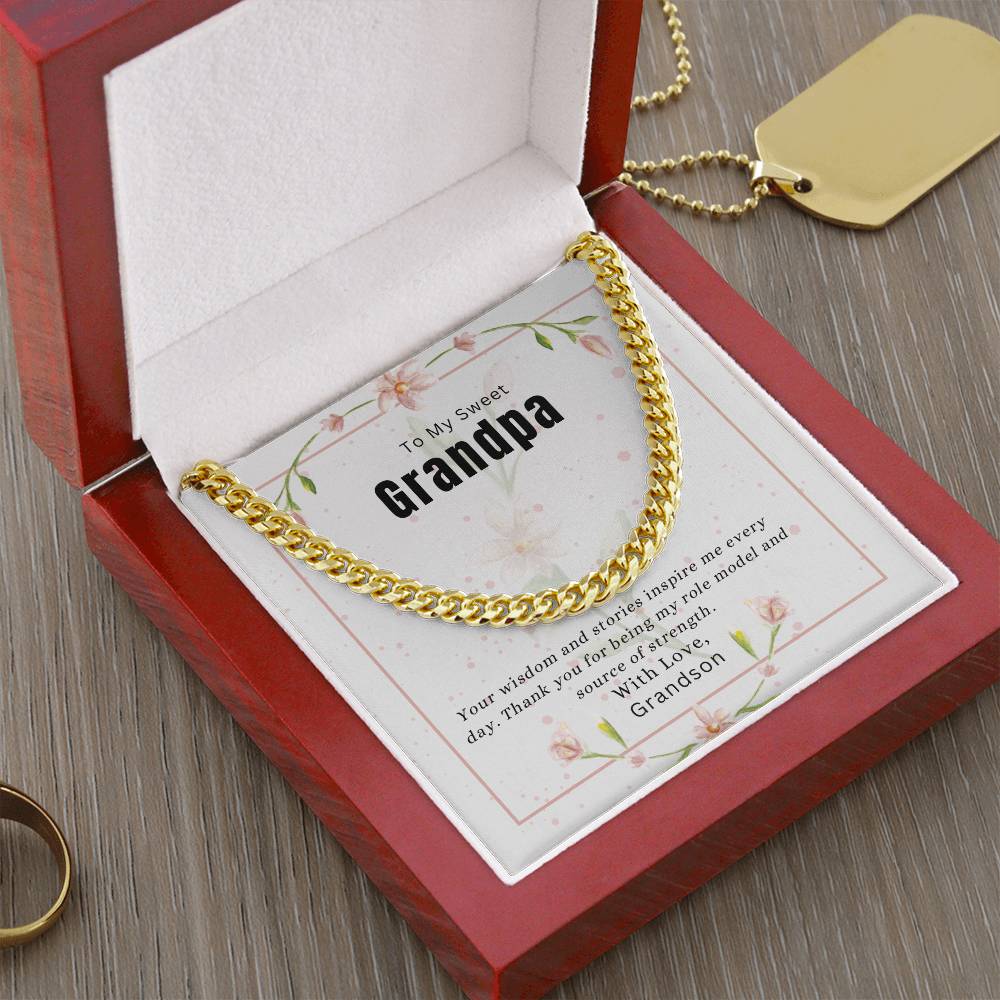 To My Sweet Grandpa |  Cuban Link Chain Jewelry | Stainless Steel and Gold Finish