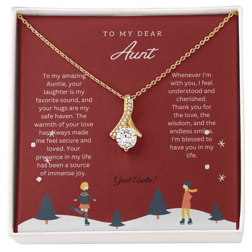 To My Dear Aunt | Alluring Beauty Necklace Gift | White or Yellow Gold Finish Over High Quality Stainless Steel