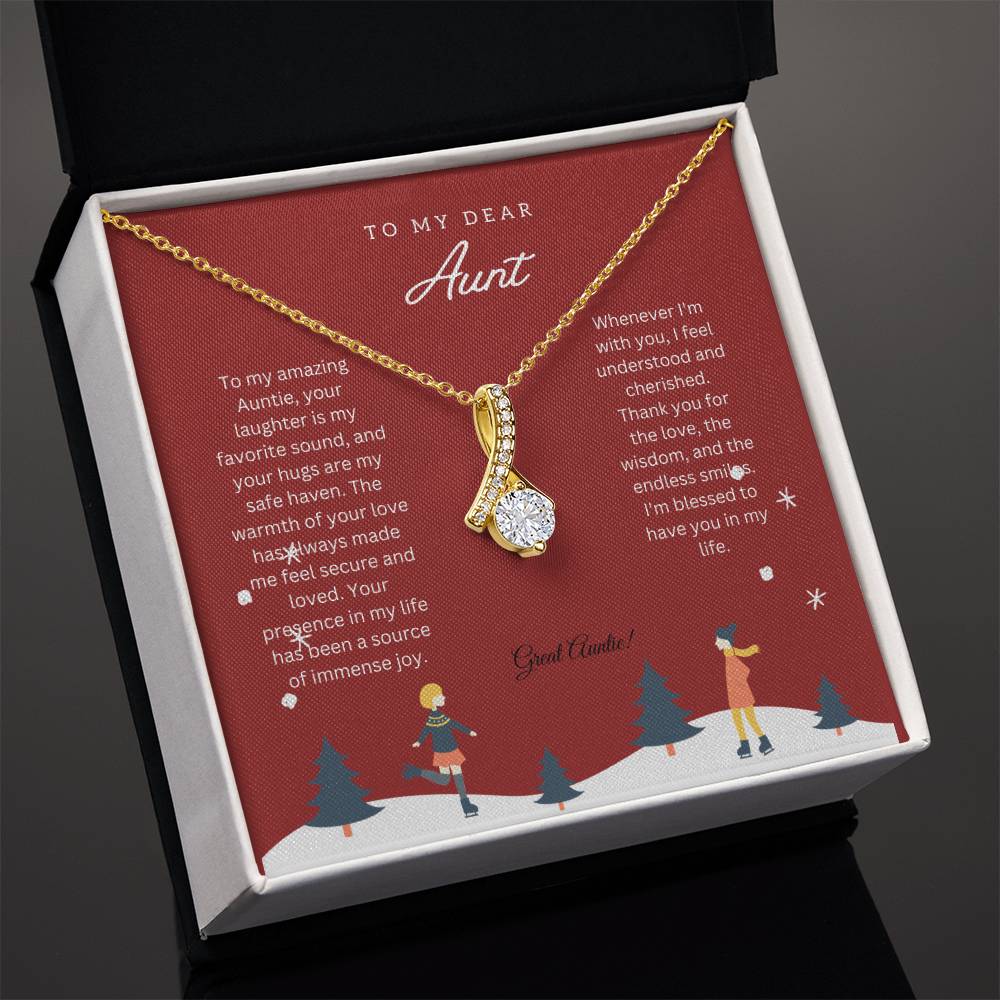 To My Dear Aunt | Alluring Beauty Necklace Gift | White or Yellow Gold Finish Over High Quality Stainless Steel