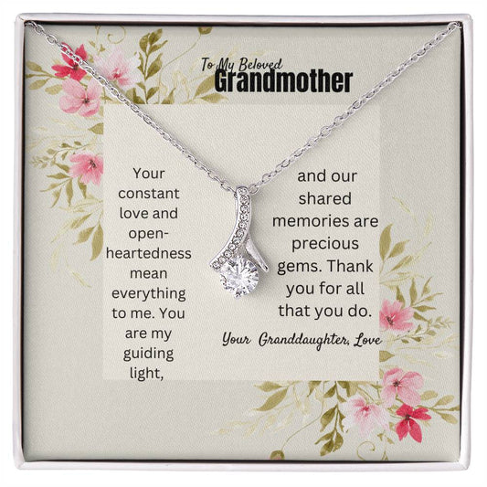 To Beloved Grandmother | Alluring Beauty Necklace | Gold Finish Jewelry To Say Thank You