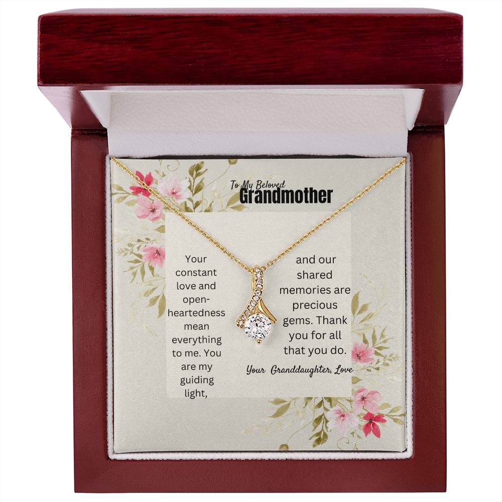 To Beloved Grandmother | Alluring Beauty Necklace | Gold Finish Jewelry To Say Thank You