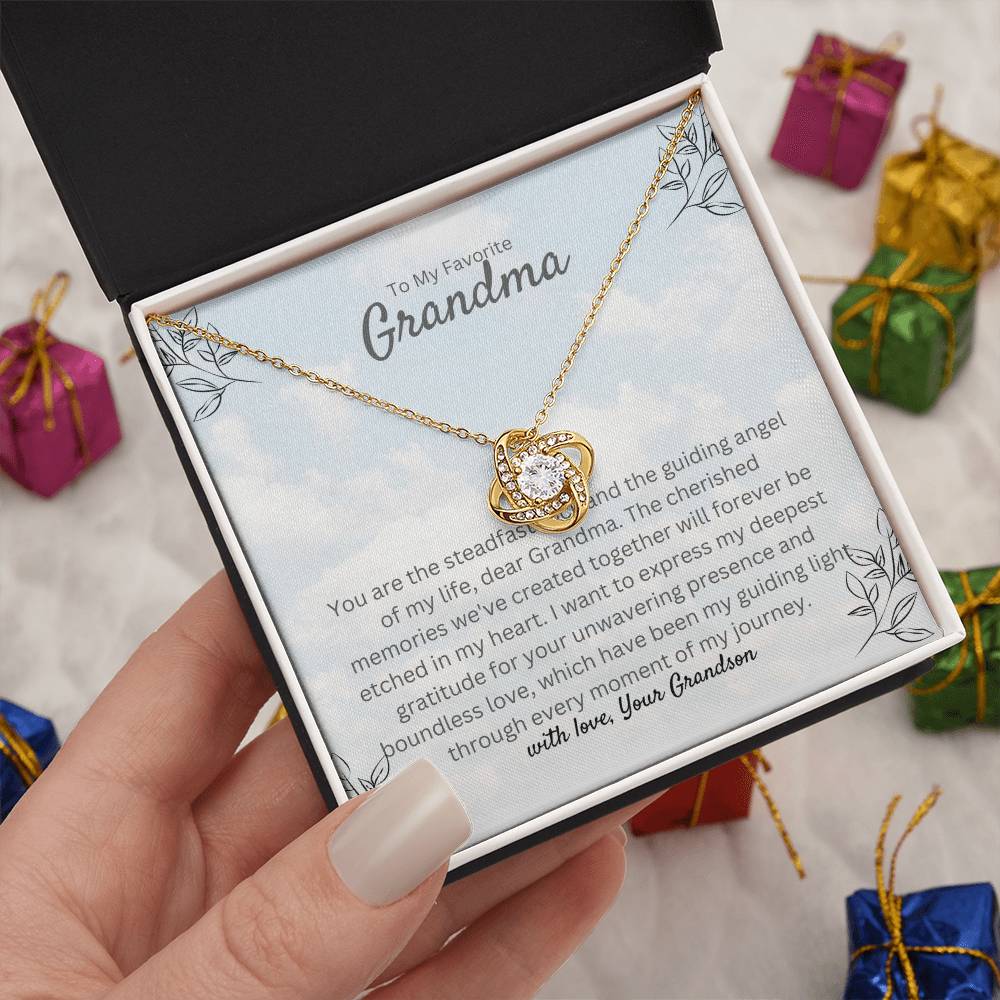 To My Rock Grandma | Love Knot Necklace | Gold Finish | A Perfect Jewelry Gift