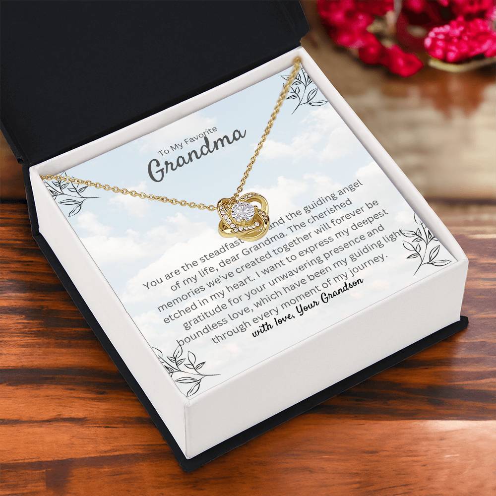 To My Rock Grandma | Love Knot Necklace | Gold Finish | A Perfect Jewelry Gift