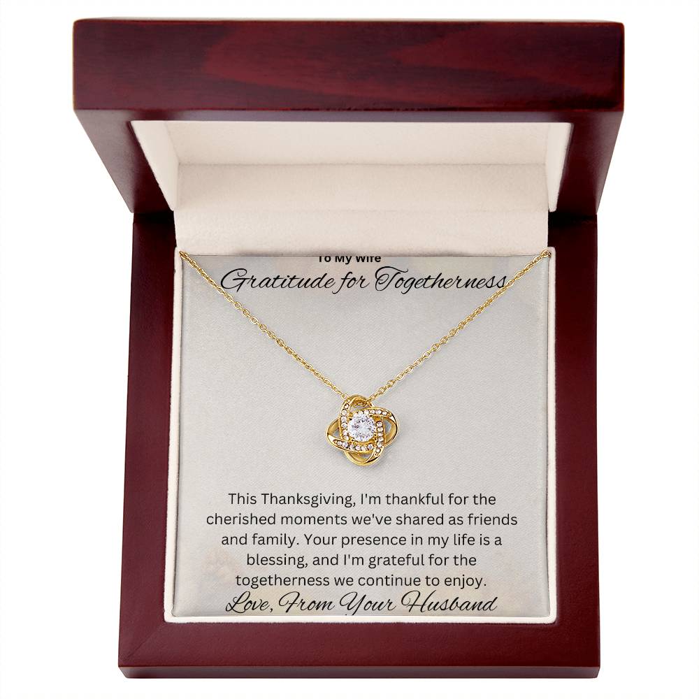 To My Wife | Love Knot Necklace | White and Yellow Gold | Stainless Steel | Gratitude for Togetherness