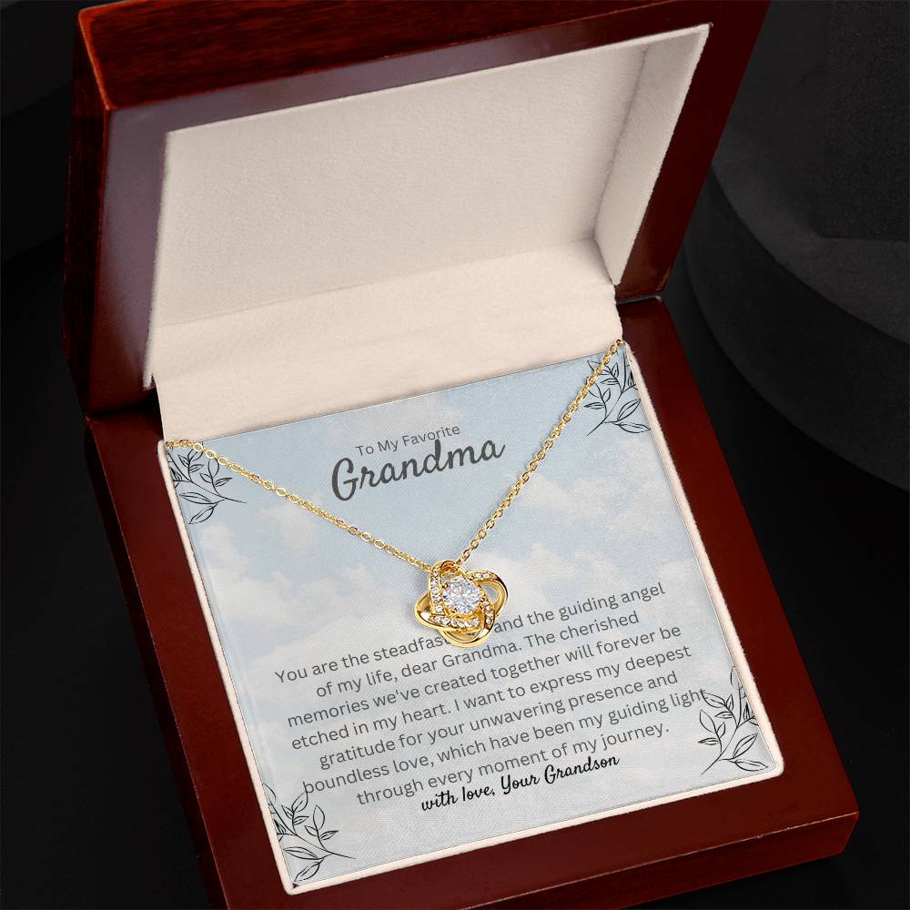 To My Rock Grandma | Love Knot Necklace | Gold Finish | A Perfect Jewelry Gift