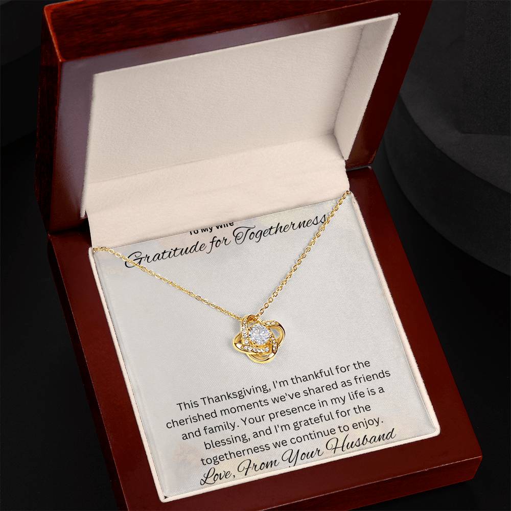 To My Wife | Love Knot Necklace | White and Yellow Gold | Stainless Steel | Gratitude for Togetherness