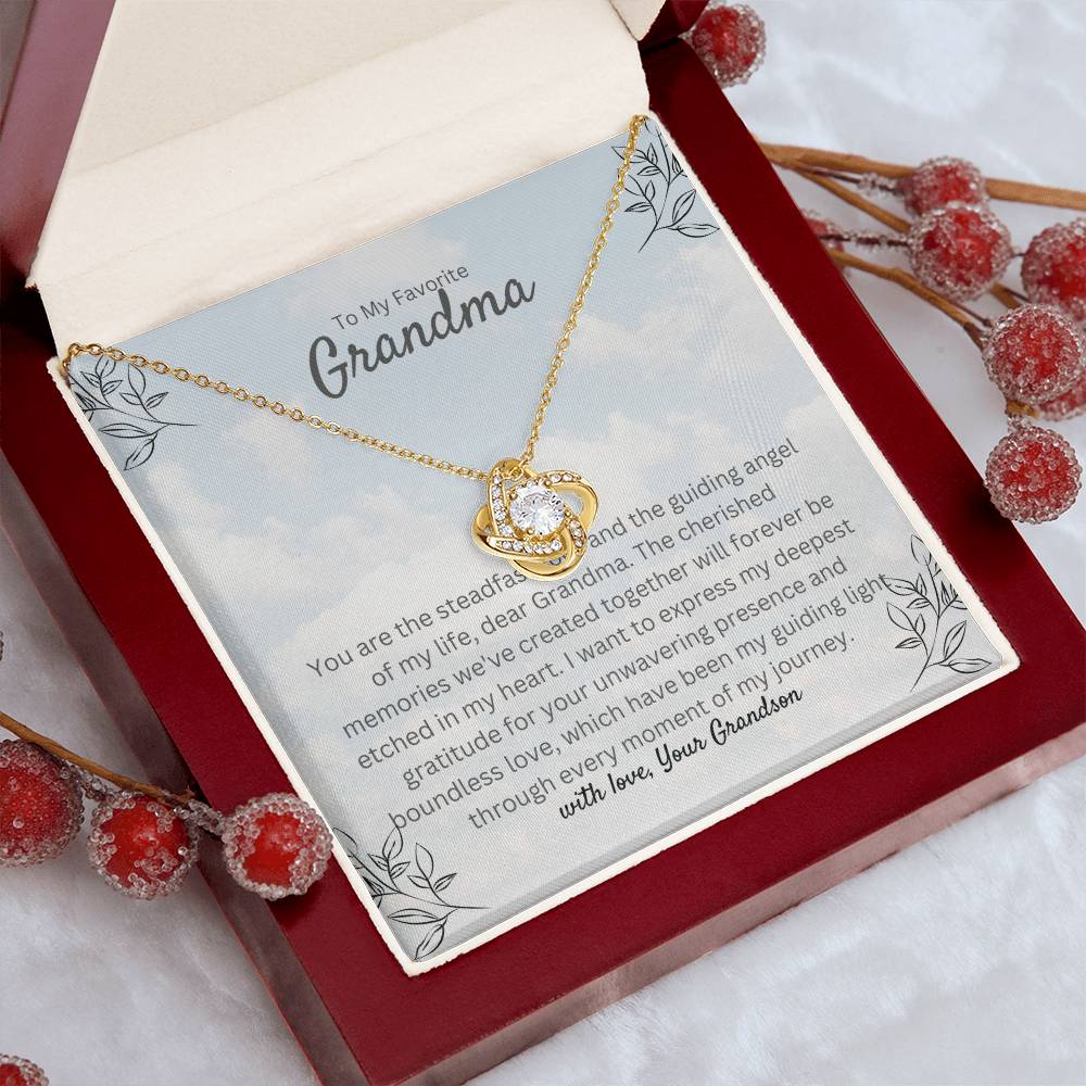 To My Rock Grandma | Love Knot Necklace | Gold Finish | A Perfect Jewelry Gift