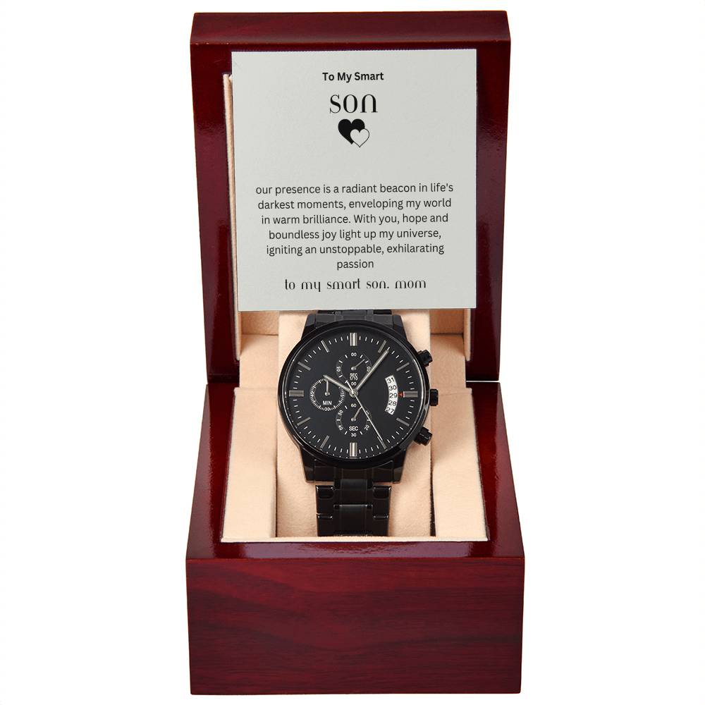 To My Beloved Son | Black Chronograph Watch | Perfect for all special moments