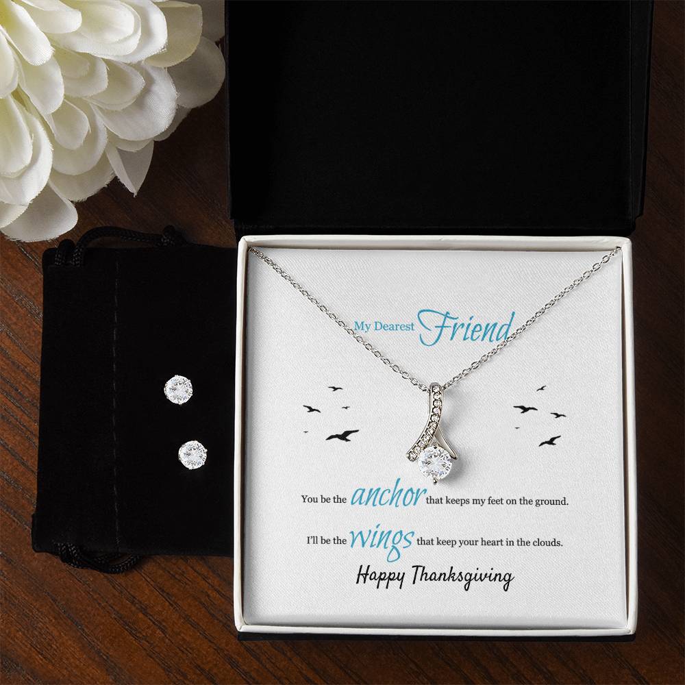 To My Adorned Friend on Thanksgiving | Alluring Beauty Necklace and Cubic Zirconia Earring Set