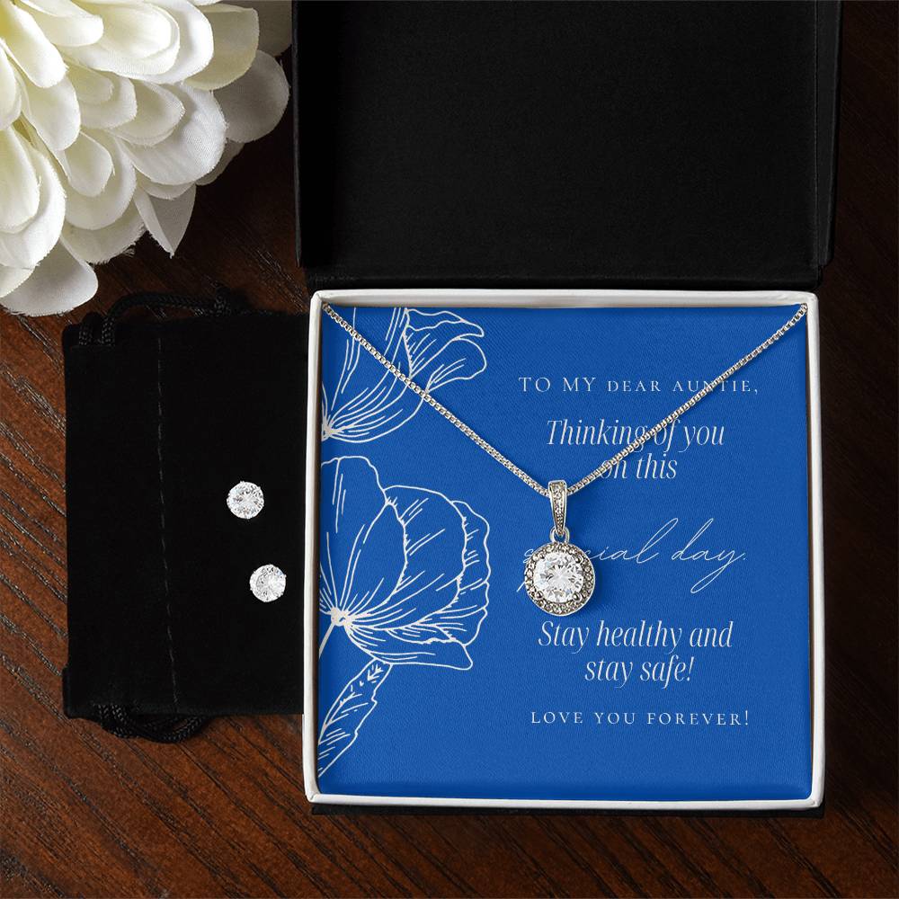 To My Beautiful Aunt | Eternal Hope Necklace and Cubic Zirconia Earring Set | White Gold Finish | Dazzling Gift