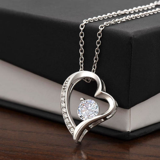 To My Loving Aunt | Forever Love Necklace with CZ Crystal | White or yellow Gold Finish | Perfect Gift