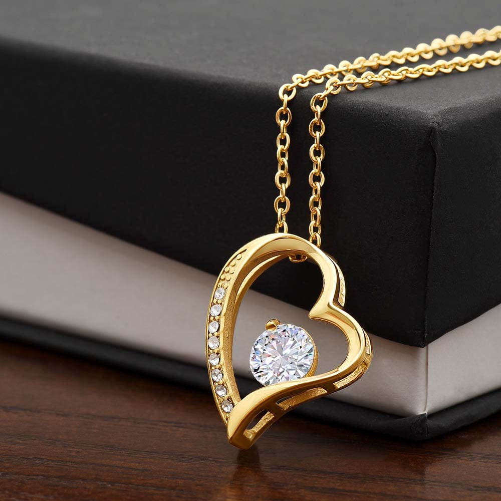 To My Loving Aunt | Forever Love Necklace with CZ Crystal | White or yellow Gold Finish | Perfect Gift