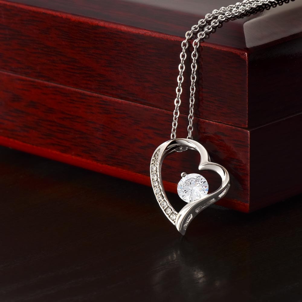 To My Loving Aunt | Forever Love Necklace with CZ Crystal | White or yellow Gold Finish | Perfect Gift