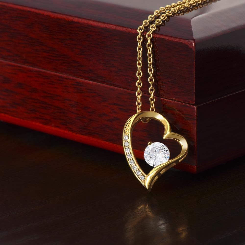 To My Loving Aunt | Forever Love Necklace with CZ Crystal | White or yellow Gold Finish | Perfect Gift