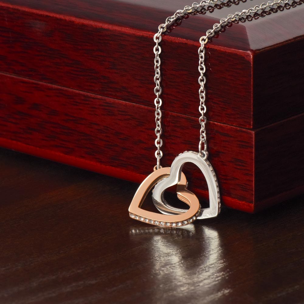 To My Dearest Aunt | Cubic Zirconia Crystals Interlocking Hearts Necklace | Perfect Gift