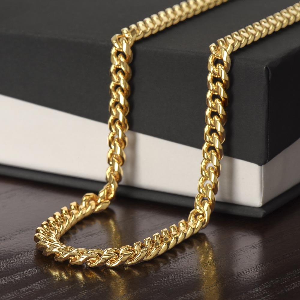 To My Dearest Grandpapa | Stainless Polished And Gold Finish | Cuban Link Chain Necklace