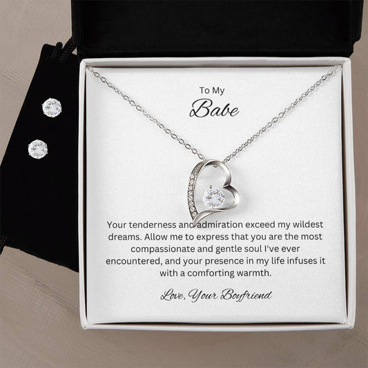 To My Beloved Girlfriend | Forever Love Necklace and Cubic Zirconia Earring Set | My Affection
