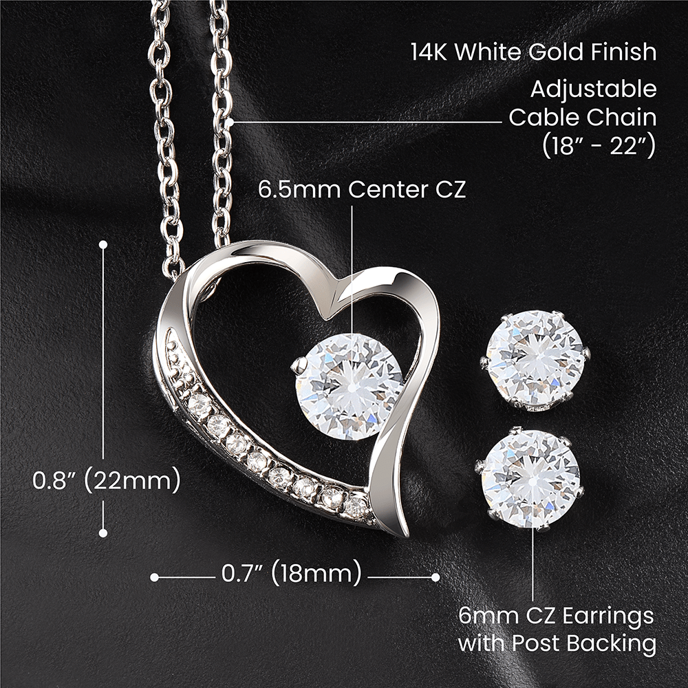 To My Beloved Girlfriend | Forever Love Necklace and Cubic Zirconia Earring Set | My Affection