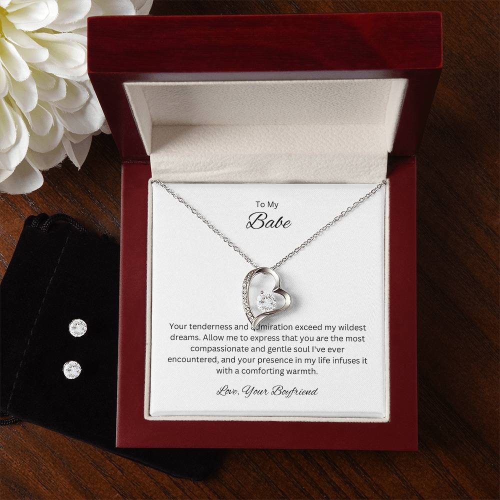 To My Beloved Girlfriend | Forever Love Necklace and Cubic Zirconia Earring Set | My Affection