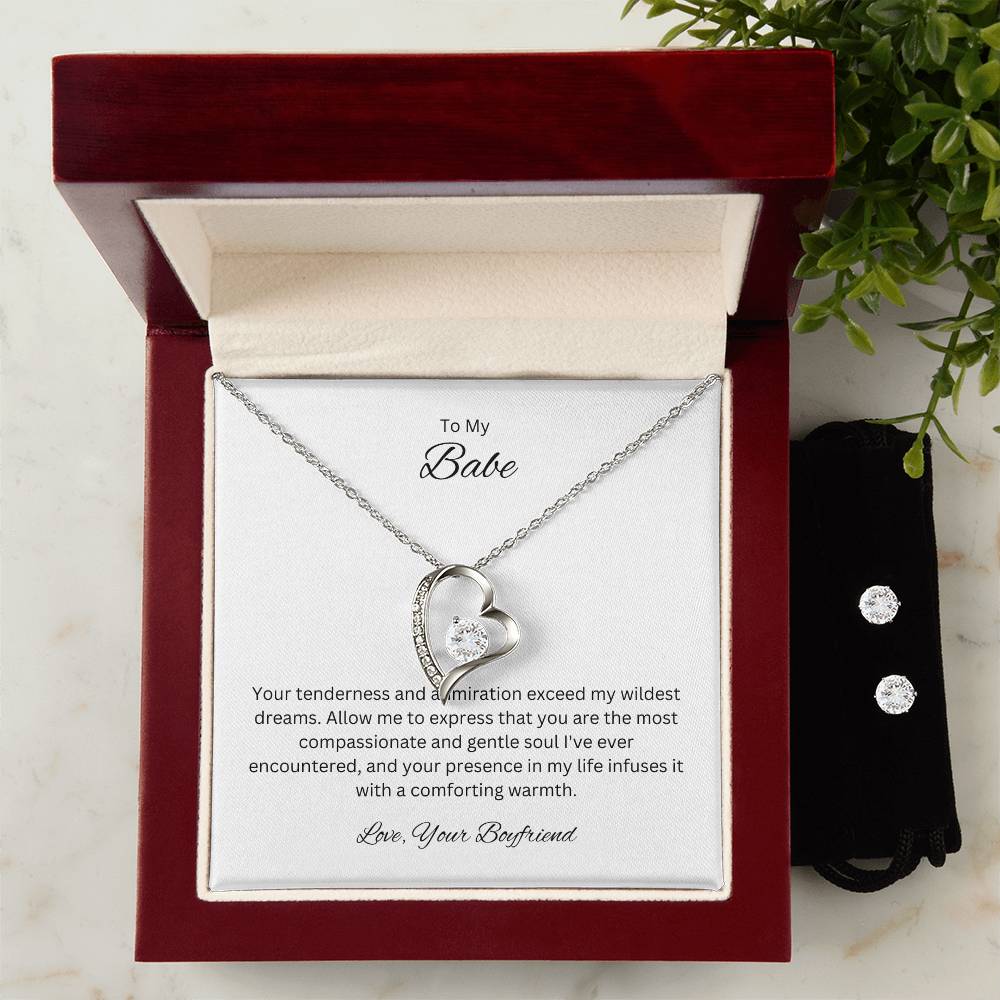 To My Beloved Girlfriend | Forever Love Necklace and Cubic Zirconia Earring Set | My Affection