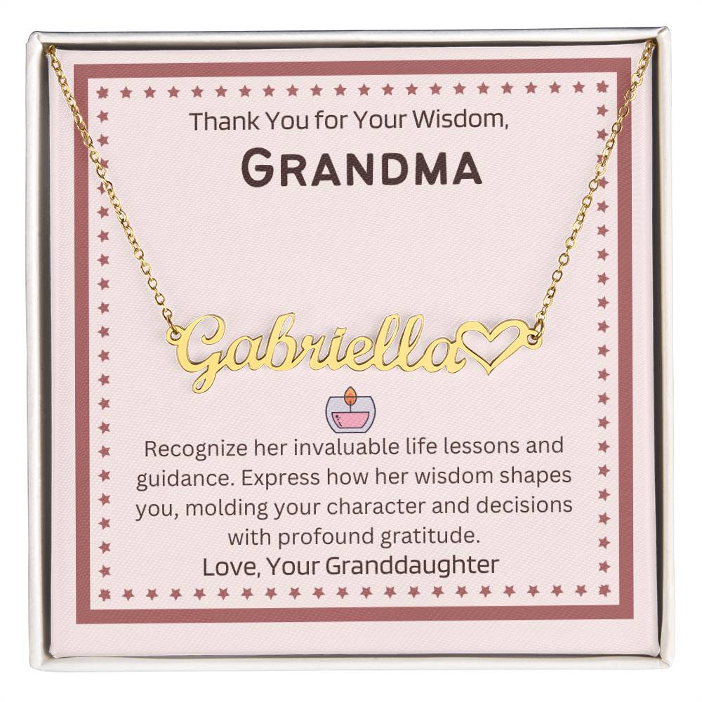 To My Wise Grandma | Customized Heart Name Necklace | Stainless Steel & Gold Finish | To Honor You