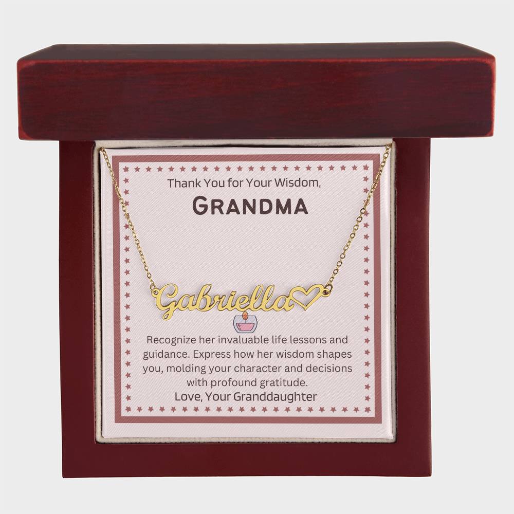 To My Wise Grandma | Customized Heart Name Necklace | Stainless Steel & Gold Finish | To Honor You