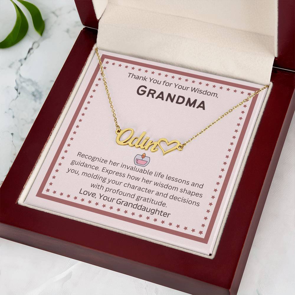 To My Wise Grandma | Customized Heart Name Necklace | Stainless Steel & Gold Finish | To Honor You