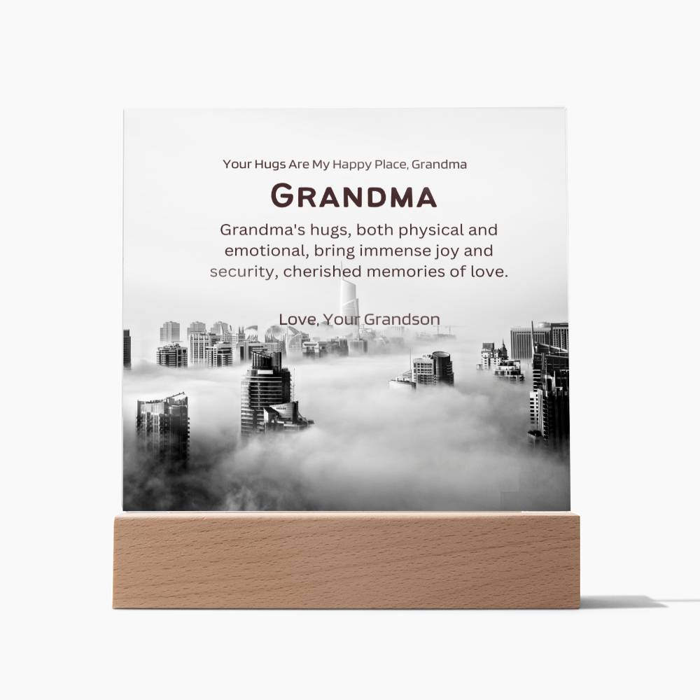 To My Kind Grandma | Square Acrylic Plaque | Wooden Bae and Acrylic Square with LED Base | Thank You