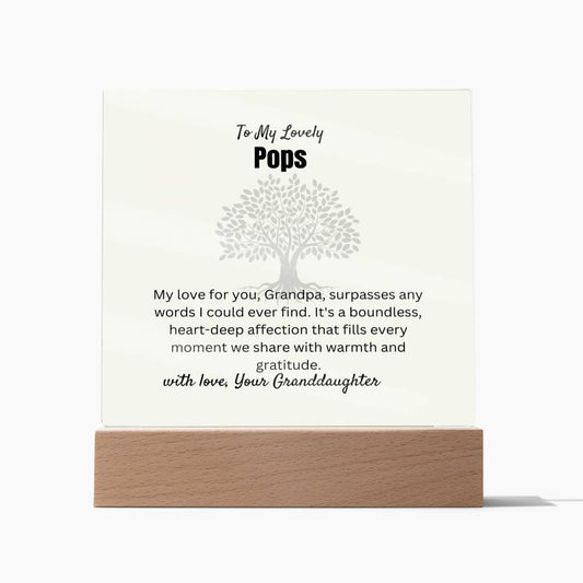 To My Lovely Pops | Square Acrylic Plaque | Wooden Acrylic Square LED Base