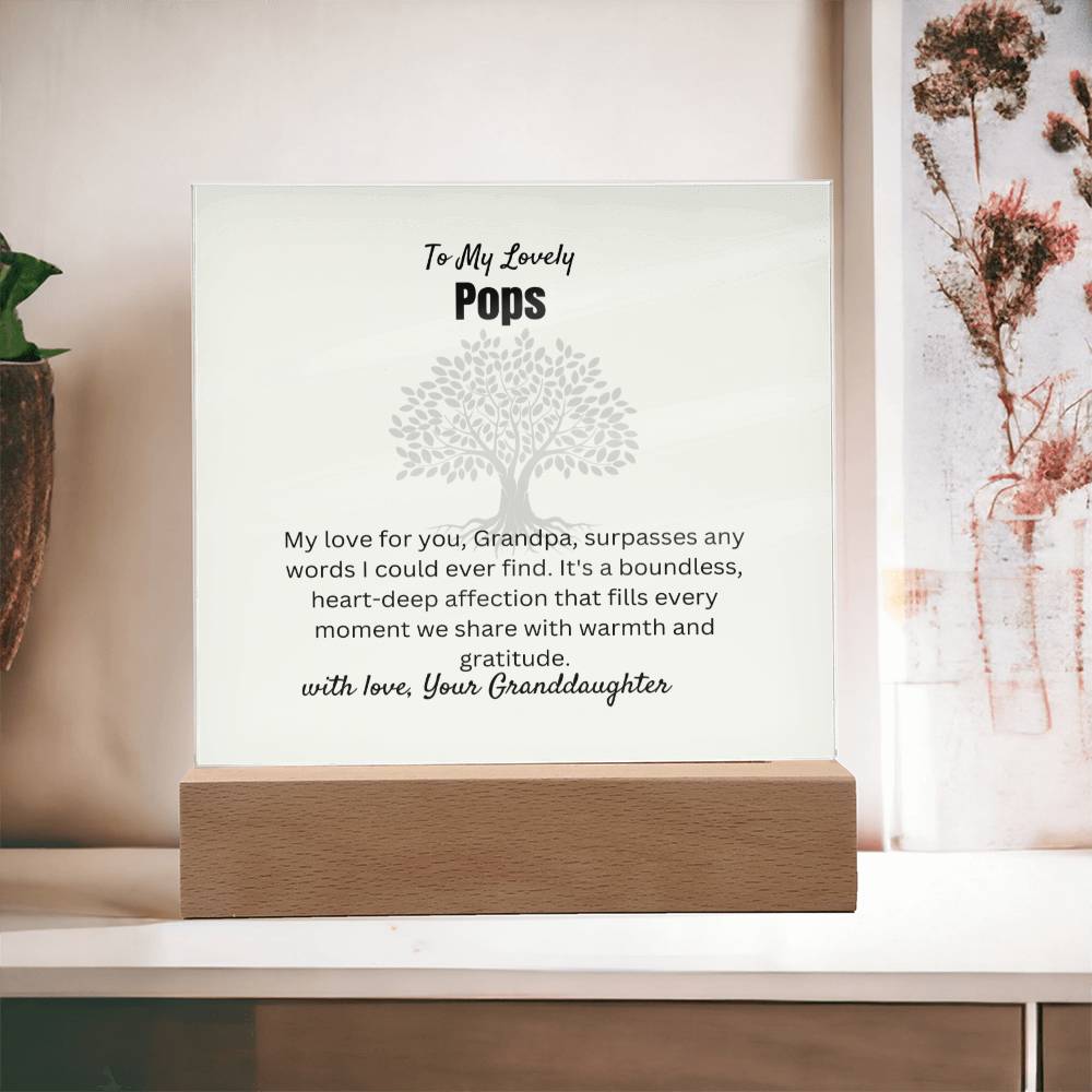 To My Lovely Pops | Square Acrylic Plaque | Wooden Acrylic Square LED Base