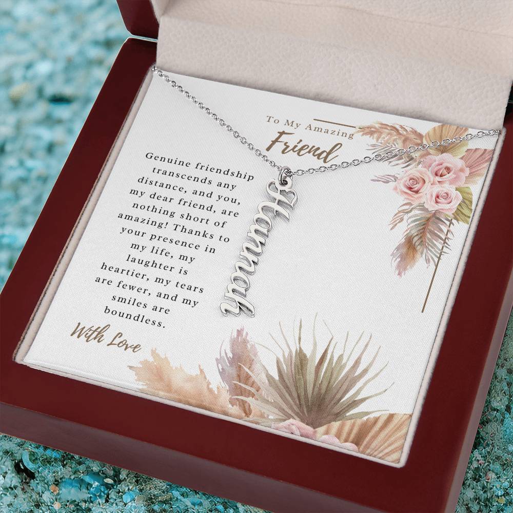 To My Incredible Friend | Personalized Vertical Name Necklace | Stainless Steel Custom Made