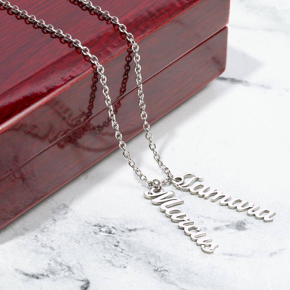 To My Friend | Personalized Vertical Name Necklace | Let's hold on fast to what we have going on