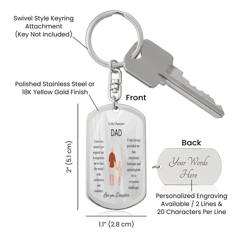 ShineOn Fulfillment Jewelry To My Champion Dad | Engraved Dog Tag Keychain | A reminder of our cherished memories